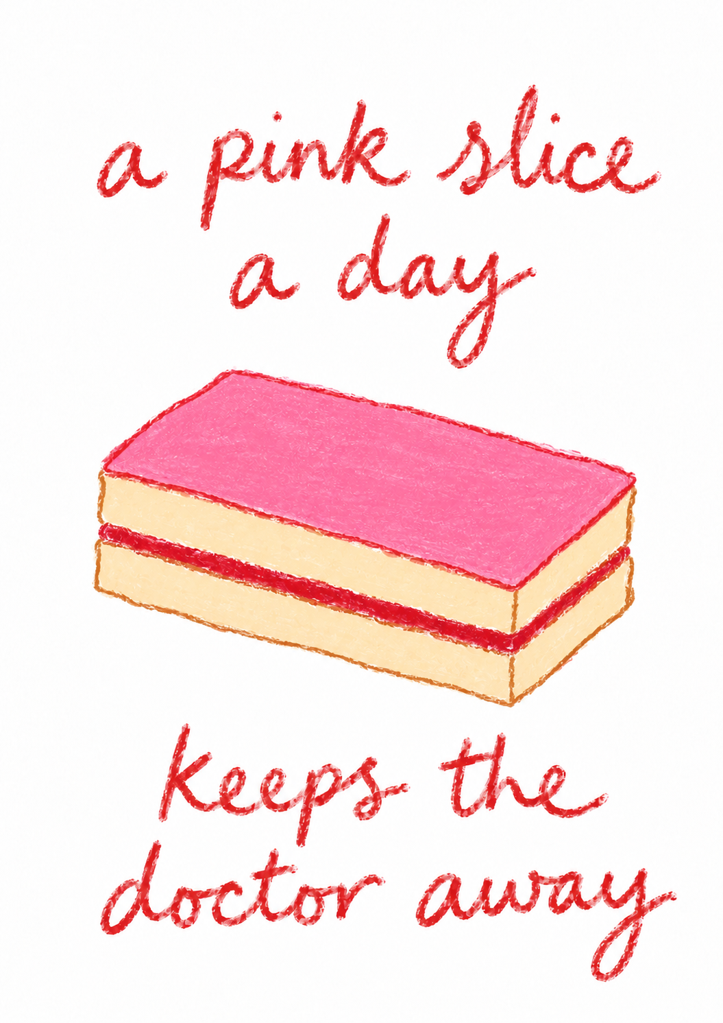 A PINK SLICE A DAY PRINT — unframed artwork detail