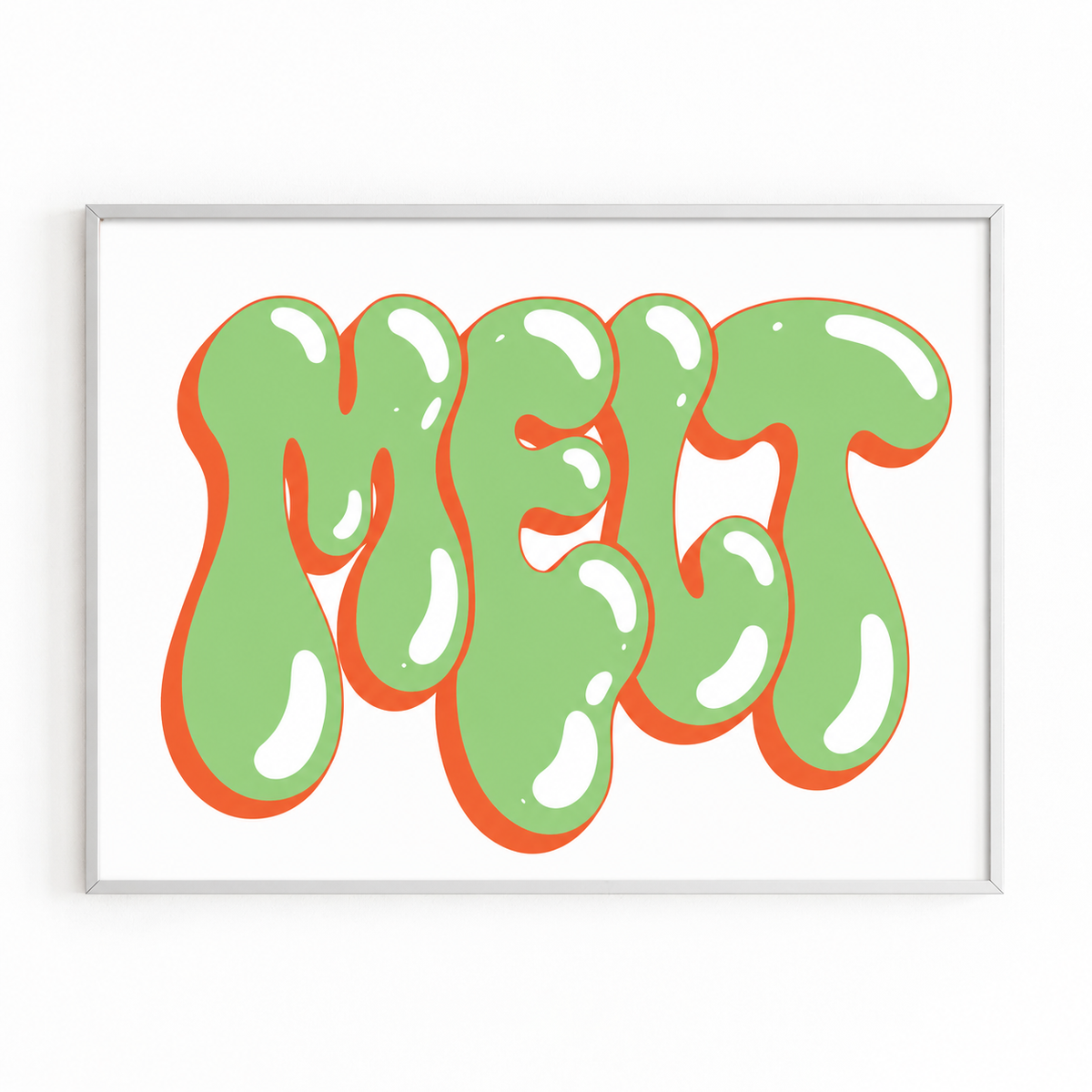 MELT — GREEN PRINT white frame mockup