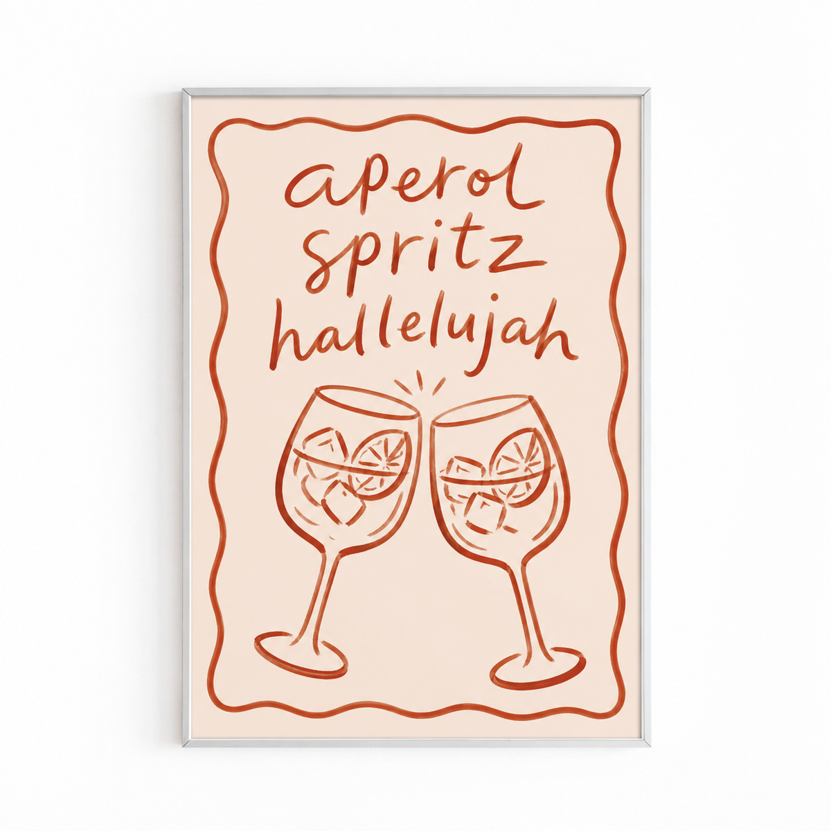 APEROL SPRITZ HALLELUJAH PRINT white frame mockup